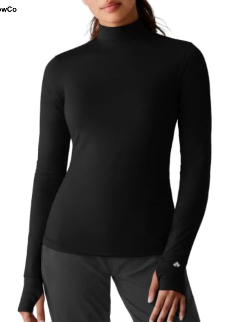 Mock Neck Long Sleeve Workout Top Thumb Hole Athletic Base Layer
